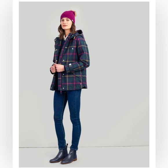 Joules Right as Rain Print Waterproof Hooded Jacket - Picture 2 of 10